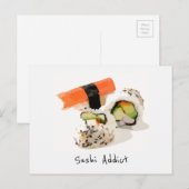 Carte Postale Sushi addict cuisine japonaise mignonne (Devant / Derrière)