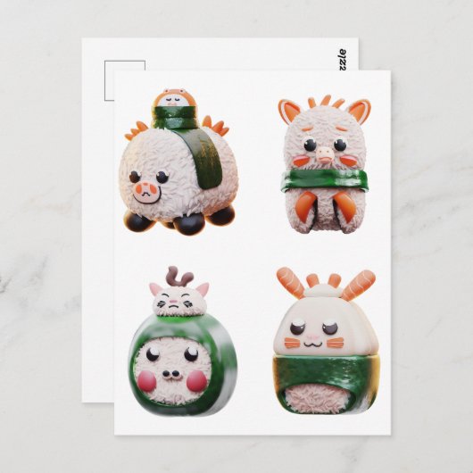 Carte Postale Sushi Animal, Post-croisement (Devant / Derrière)