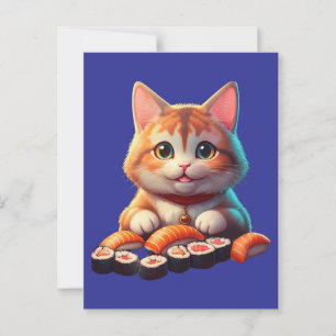 Carte Postale Sushi Cat