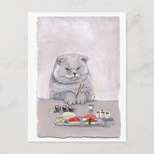 Carte Postale Sushi Cat Mr Grumps ©CSiravo (Devant)