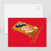 Carte Postale Sushi cuisine japonaise mignonne (Devant / Derrière)