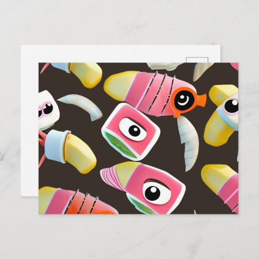 Carte Postale Sushi drôle (Devant / Derrière)