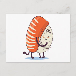 Carte Postale Sushi Hug Cute Kawaii Japonais