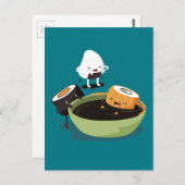 Carte Postale Sushi profiter du temps de bain drôle (Devant / Derrière)