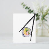 Carte Postale Sushi Roll & Chopsticks - Modèle Customisé (Debout devant)