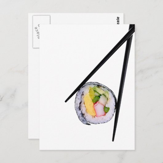 Carte Postale Sushi Roll & Chopsticks - Modèle Customisé (Devant / Derrière)