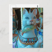 Carte Postale Sushi un chat avec un poisson sur un manège (Devant / Derrière)