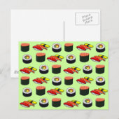 Carte Postale Sushi vert Wasabi (Devant / Derrière)