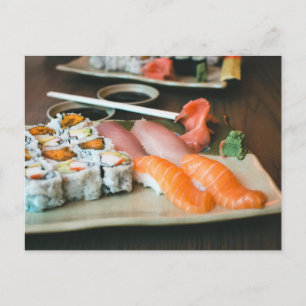 Carte Postale Sushi Yam Maki Rolls Aliments Asiatiques