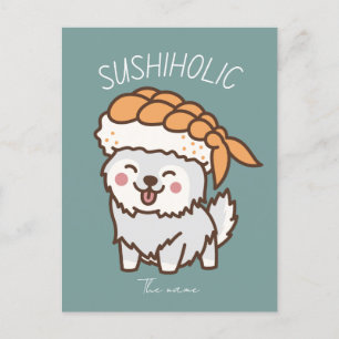 Carte Postale sushiholic, chat sushi