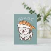 Carte Postale sushiholic, chat sushi (Debout devant)