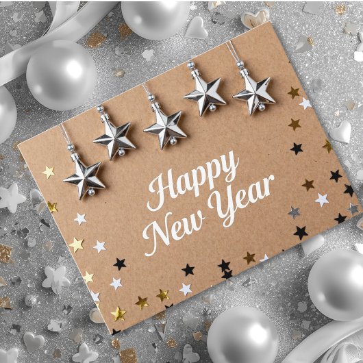 Carte Postale Suspended Stars Happy New Year Chic Modern
