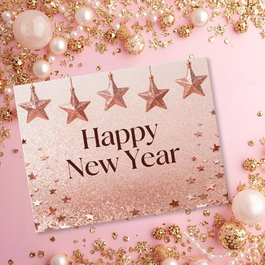 Carte Postale Suspended Stars Happy New Year Chic Modern