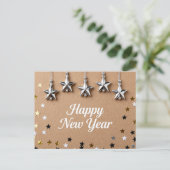 Carte Postale Suspended Stars Happy New Year Chic Modern (Debout devant)