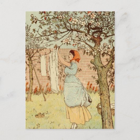 Carte Postale Suspendre la blanchisserie (Devant)