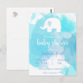 Carte Postale süße Baby Party Einladung blau aquarell Elefant (Devant / Derrière)