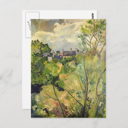 Carte Postale Suzanne Valadon - Vue de ma fenêtre à Genets (Devant / Derrière)