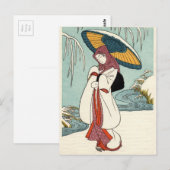 Carte Postale Suzuki Harunobu - Fleurs de neige d'hiver (Devant / Derrière)