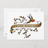 Carte Postale Swallow and Scroll with Cross-stitching (Devant / Derrière)