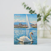 Carte Postale Swan à Genève Suisse Voyage (Debout devant)