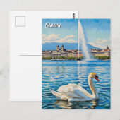 Carte Postale Swan à Genève Suisse Voyage (Devant / Derrière)
