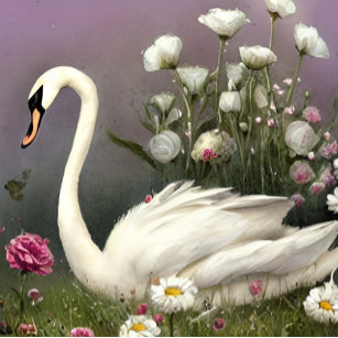 Carte Postale Swan dans un jardin