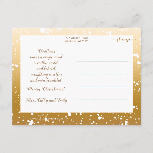 Carte Postale Swashes d'or hiver Joyeux Script Typographie (Dos)