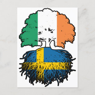 Carte Postale Sweden Irish Ireland Tree Roots Flag