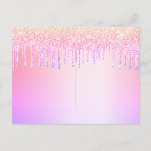 Carte Postale Sweet 16 arc-en-ciel parties scintillant rose viol (Dos)