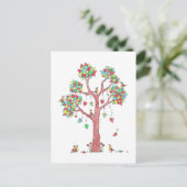 Carte Postale Sweet Colorful Coeur Feuilles et Birds Design (Debout devant)
