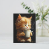Carte Postale Sweet Ginger Kitten With a Coffee (Debout devant)