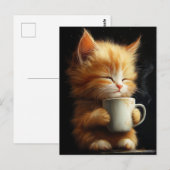 Carte Postale Sweet Ginger Kitten With a Coffee (Devant / Derrière)