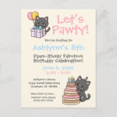 Carte Postale Sweet Kawaii Chat noir fête d'anniversaire (Devant)
