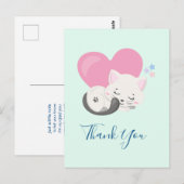 Carte Postale Sweet Kitty Chat Dormir avec un Merci de coeur (Devant / Derrière)