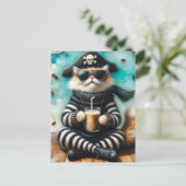 Carte Postale Sweet Kitty Pirate avec café (Debout devant)