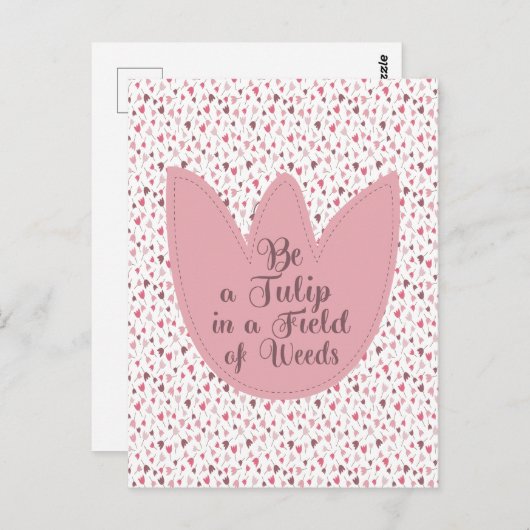 Carte Postale Sweet Simple Tulip Motif rose - Toutes les directi (Devant / Derrière)