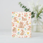 Carte Postale Sweet Spring Bunnies & Floral Garden Pattern (Debout devant)