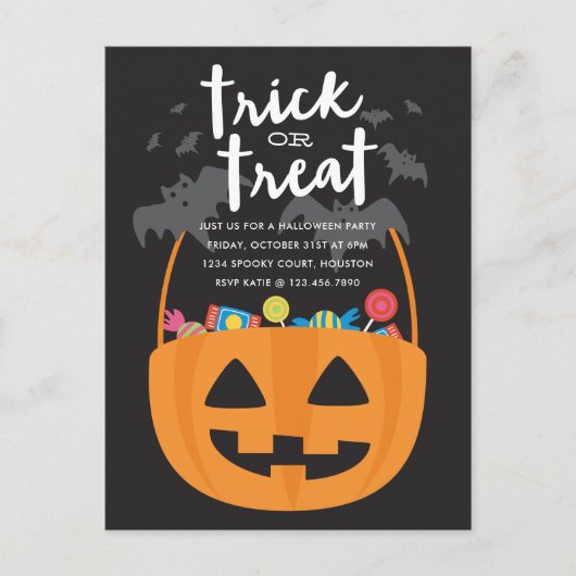 Carte Postale Sweets & Traitements Invitation Halloween (Devant)
