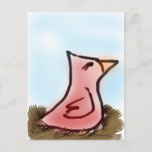 Carte Postale Swete Little Watercolor Redbird dans un nid