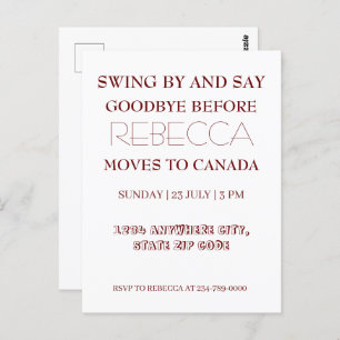 Carte Postale Swing By and Say Goodbye Go Away Farewell Party