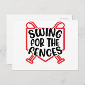 Carte Postale Swing Pour Les Clôtures De Baseball Softball Fille (Devant / Derrière)