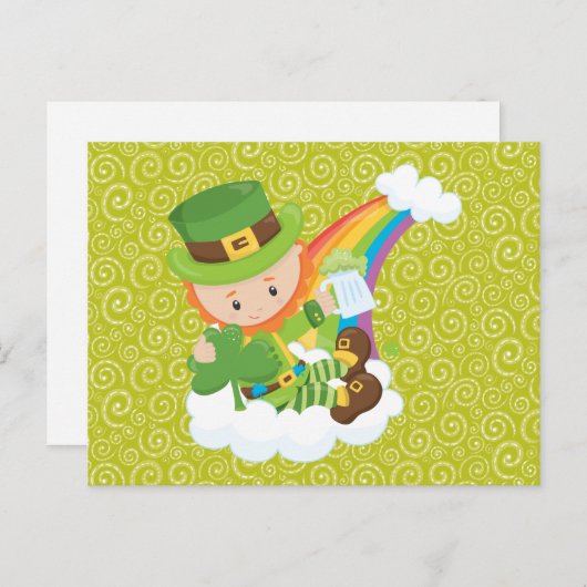 Carte Postale Swirls Leprechaun et Rainbow Postcard (Devant / Derrière)