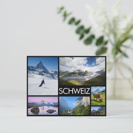 Carte Postale Switzerland multiple image collage black (Debout devant)