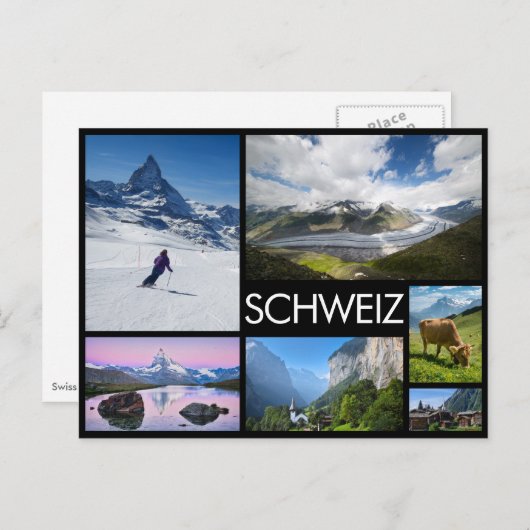Carte Postale Switzerland multiple image collage black (Devant / Derrière)