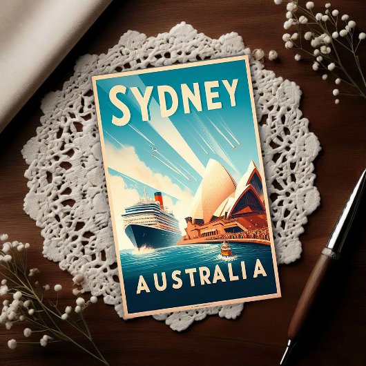 Carte Postale Sydney Australia Retro Travel