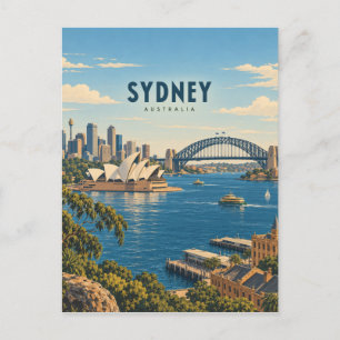 Carte Postale Sydney Australie Art de Voyage Vintage