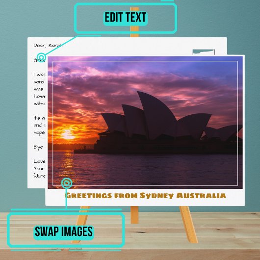 Carte Postale Sydney Australie avec Opéra House à Sunset