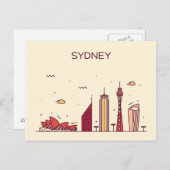 Carte Postale Sydney, Australie | Doodle Skyline (Devant / Derrière)