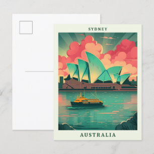 Carte Postale Sydney Australie Élégant Vintage voyage d'art