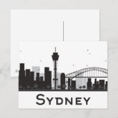 Carte Postale Sydney, Australie | Skyline de la ville noire et b (Devant / Derrière)